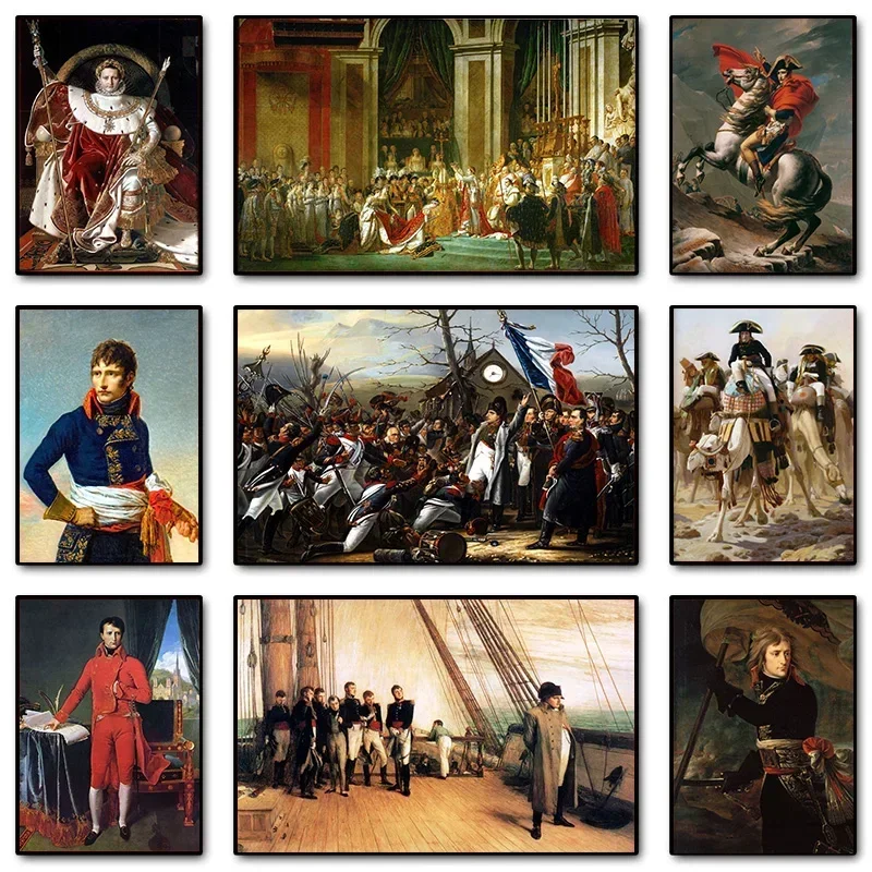 Arte de pared clásico vintage de la coronación de Napoleón Bonaparte, póster impreso en lienzo, adecuado para el hogar, la sala de estar, la decoración de la oficina