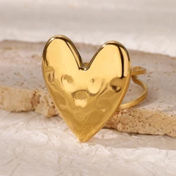 Sweet Heart Open Rings For Women 2025 Trend Gold Color Stainless Steel Ring Wedding Fashion Brand Jewelry Accessories Gift