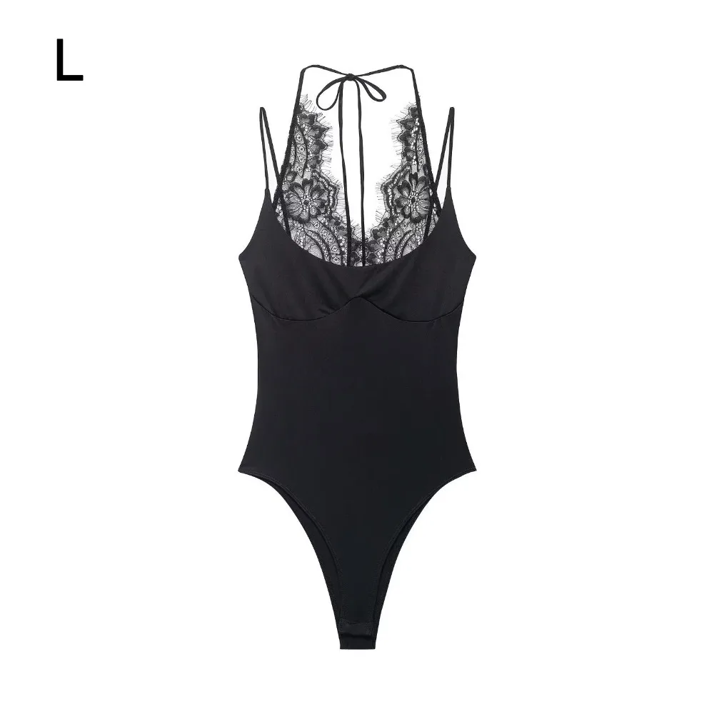 

Trendy Patchwork Design Women Jumpsuit Sleeveless High Waist Lace Jumpsuit Mid Waist Solid Color One-Piece Suit Holiday