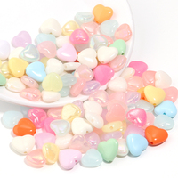 100pcs/lot Acrylic Flat Heart Beads Mixed Color Loose Charm Bead for Jewelry DIY Bracelet Phone Chains Earring Accessories
