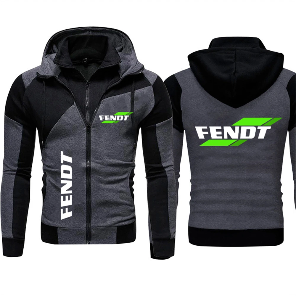 Spring new men\'s double zipper jacket casual sweatshirt brand FENDT logo fashion outdoor windproof fishing mountaineering jacket