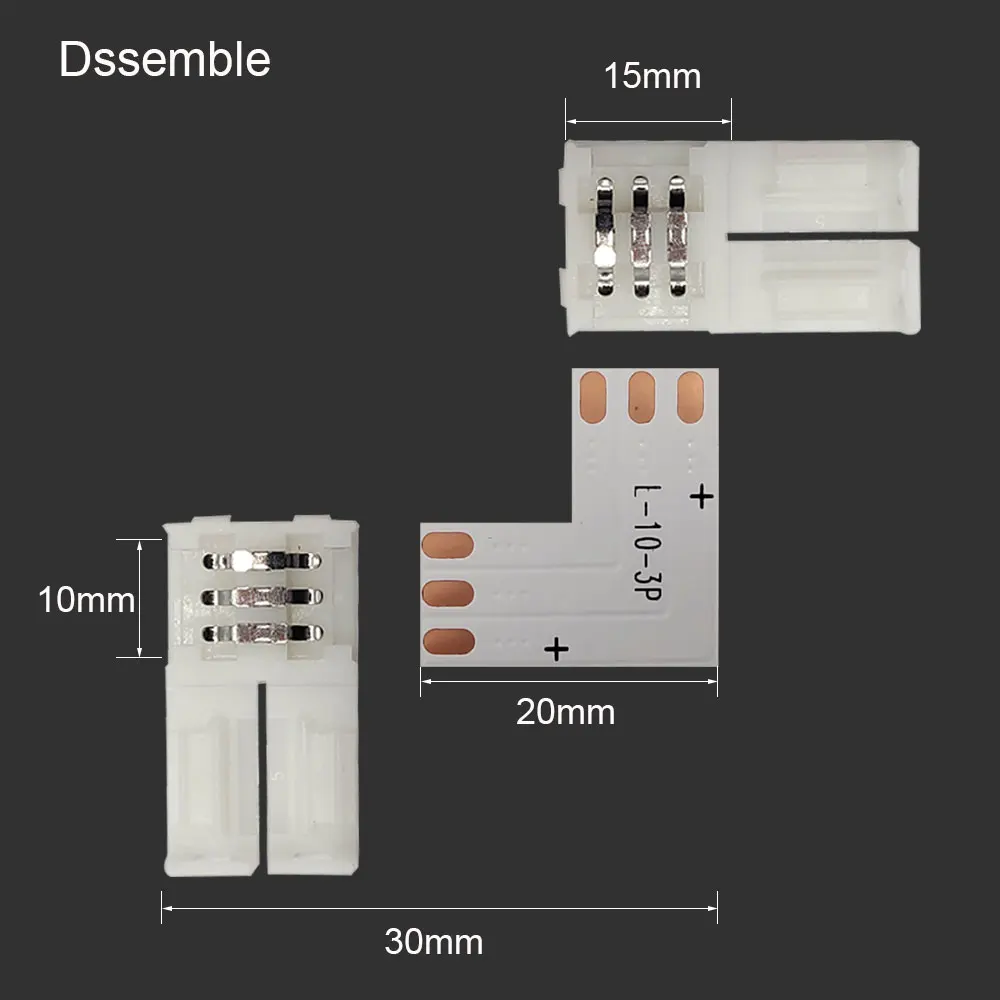 LED Connector 2PIN 3PIN 4PIN 5PIN Solderless L/T/X Shape Corner Connector,For 10mm WS2811 WS2812 2835 5050 RGB SK6812 RGBW Strip