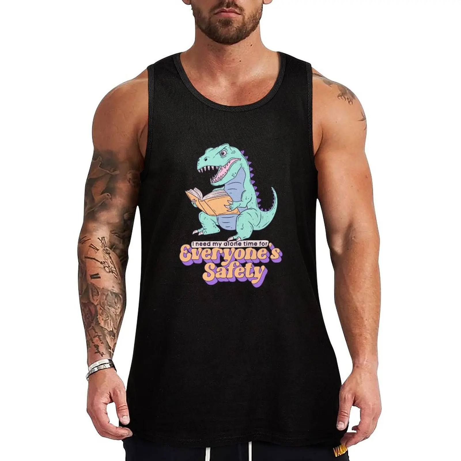 

I Need My Alone Time - dinosaur reading Tank Top Gym Training Tank Top Quick Dry Athletic Sleeveless