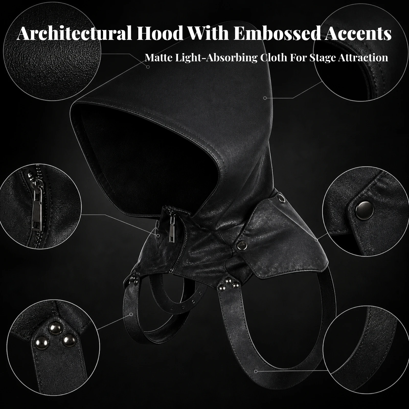 Pointed Hood with Shoulder Panels Gothic Cosplay Hood Costume Cowl with Straps Pagan Cape Discreet for Cosplayers, Halloween