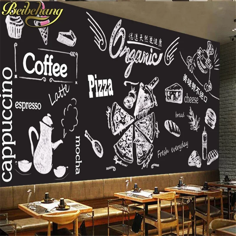 custom photo wall paper Stickers fashion gourmet fast food restaurant Western shop blackboard mural wallpaper 3D home decoration