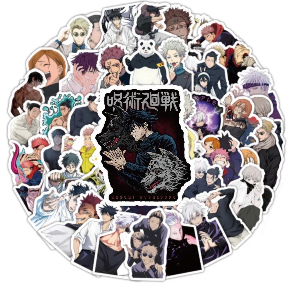 100/50 قطعة أنيمي جديد Jujutsu Kaisen الكتابة على الجدران ملصقات للدراجات اليد حساب مقلمة الشارات #6