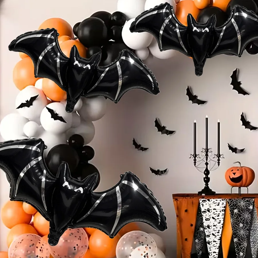4/2 Stück Halloween Schwarze Fledermaus-Folienballons für Innen- und Außendekoration, Geburtstagsparty-Zubehör, Bar-Horror-Requisiten, Geschenke