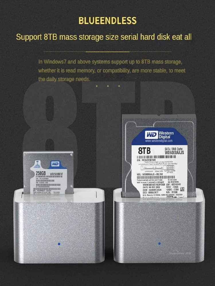 USB 3.0 para SATA Dock para HDD/SSD de 2,5/3,5 polegadas Gabinete de disco rígido externo de 20 TB compatível com desktop e laptop