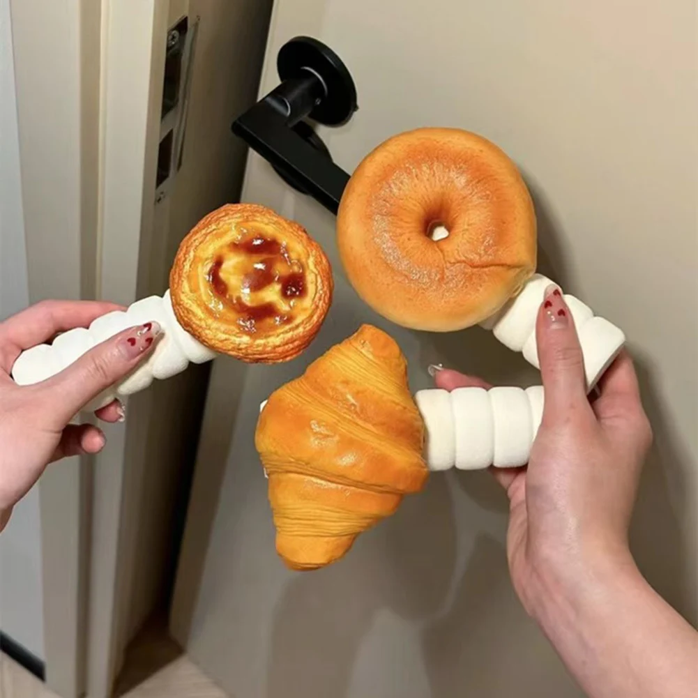 Cartoon Door Handle Sleeve Cover 3D Bread Shape Soft Thicken Door Handle Cover Antistatic Anti-Bump Door Handle Gloves For Home