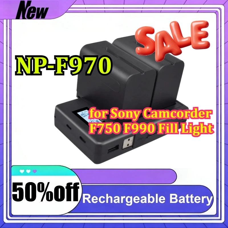 

NP-F970 for Sony Camcorder F750 F990 Fill Light 2500c Camera Battery with F970-C LCD Intelligence Charger Set