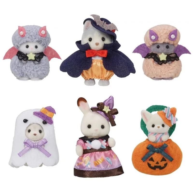 New Sale Limited Edition Sylvanian Families Anime Figure Halloween Set Flocking Cute Doll Decoration Model Toys Collection Gifts