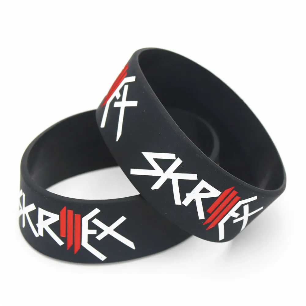 1PC Singer SKRILLEX Silicone Bracelet Debossed Filled in Colour Wide Black Music Fans Rubber Wristband Gifts SH132