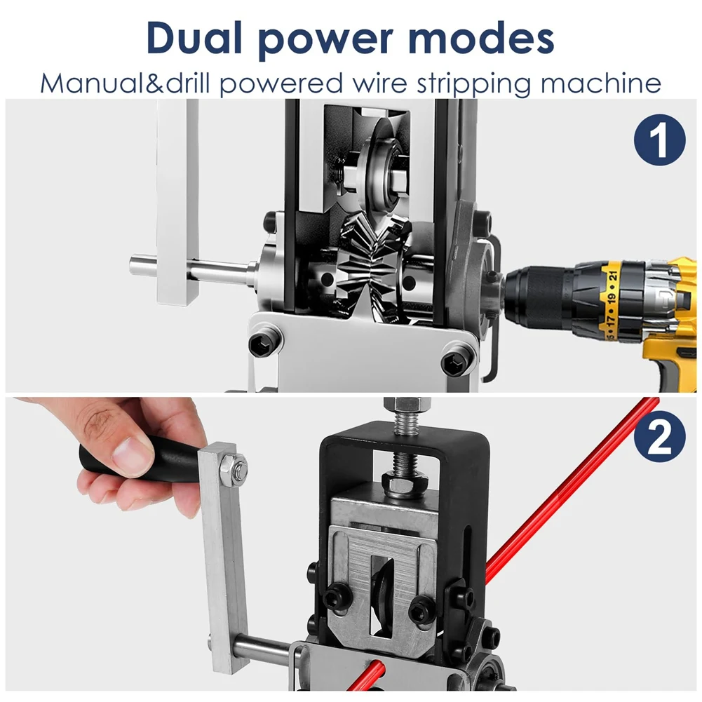 

B03C-Efficient Manual Wire Stripper, Hand Crank Operation, Drill Powered For 0.06-1 Inch Gauge Copper Wire