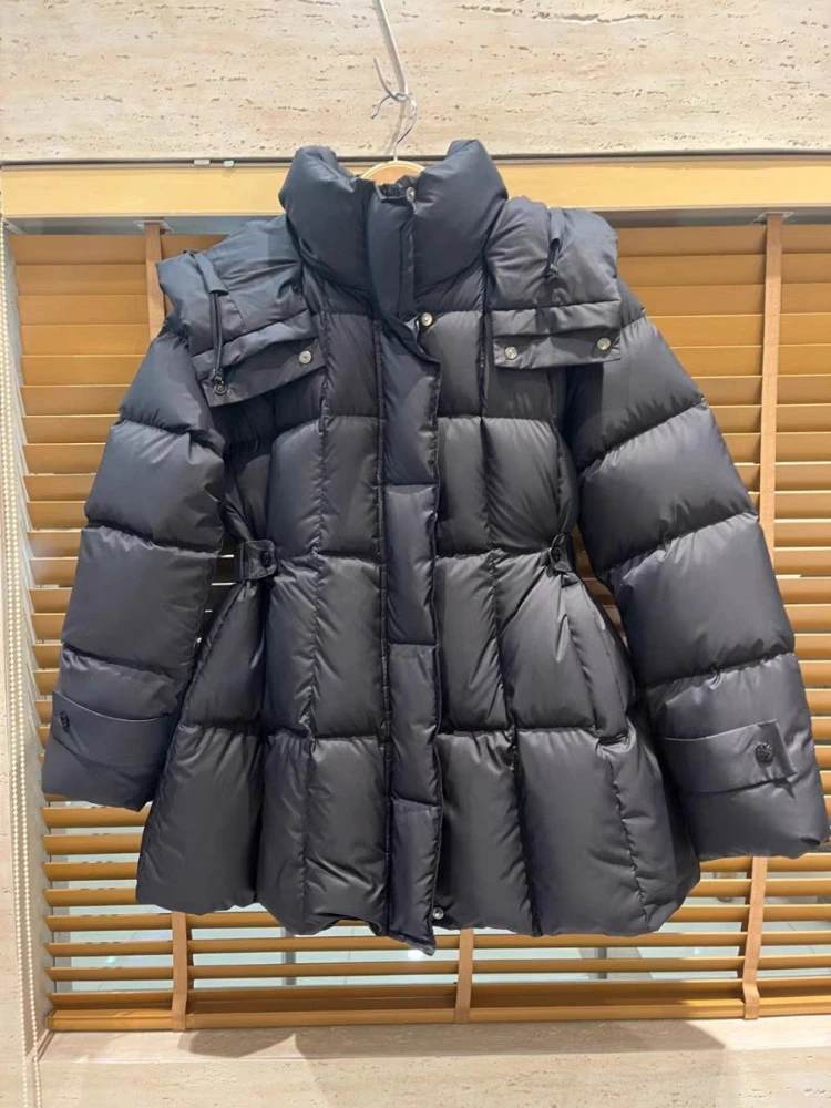 Winter Clothes Korean Chic Down Jacket For Women Hooded Zipper Drawstring Thick Warm White Duck Puffer Coat Ladies Clothing