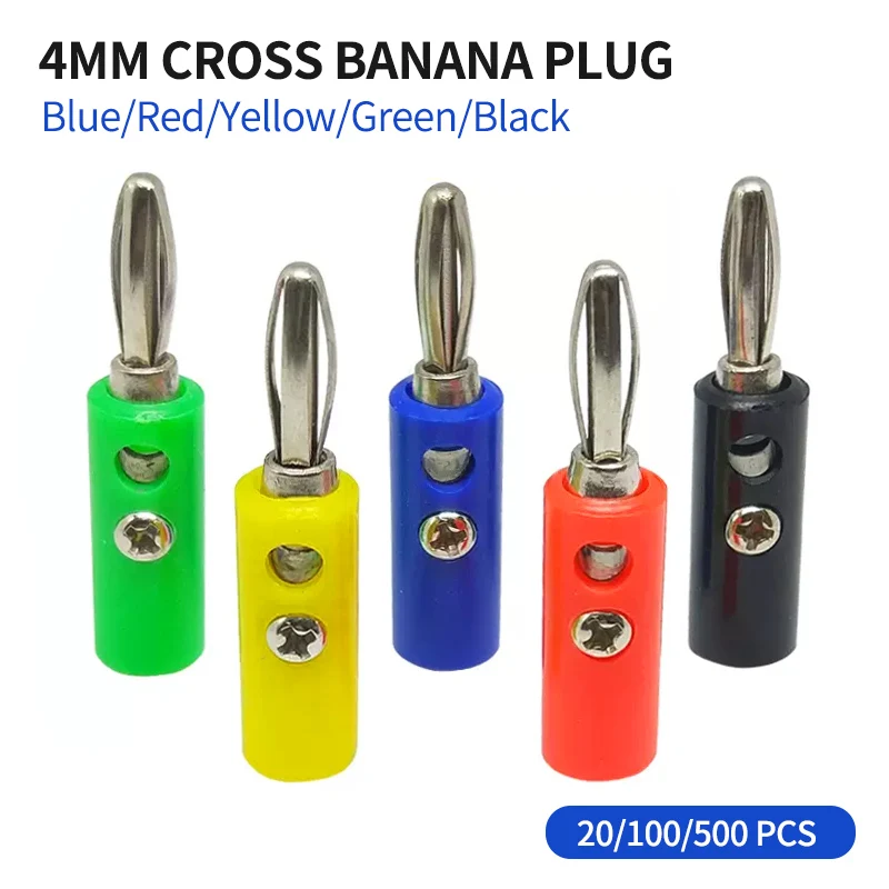 20Pcs 4mm Banana Plug Two-Hole Cross Flower Banana Plug Audio Box Speaker Amplifier Terminal Banana Plug