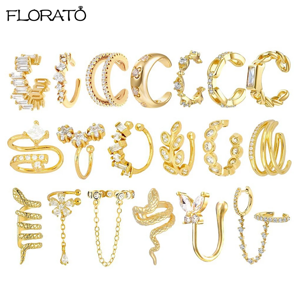 

1PCS New Sparkling Zircon Double Layer Clip Earrings Women INS Trend 1Piece No Piercing Earring Party Jewelry Pendientes Gift