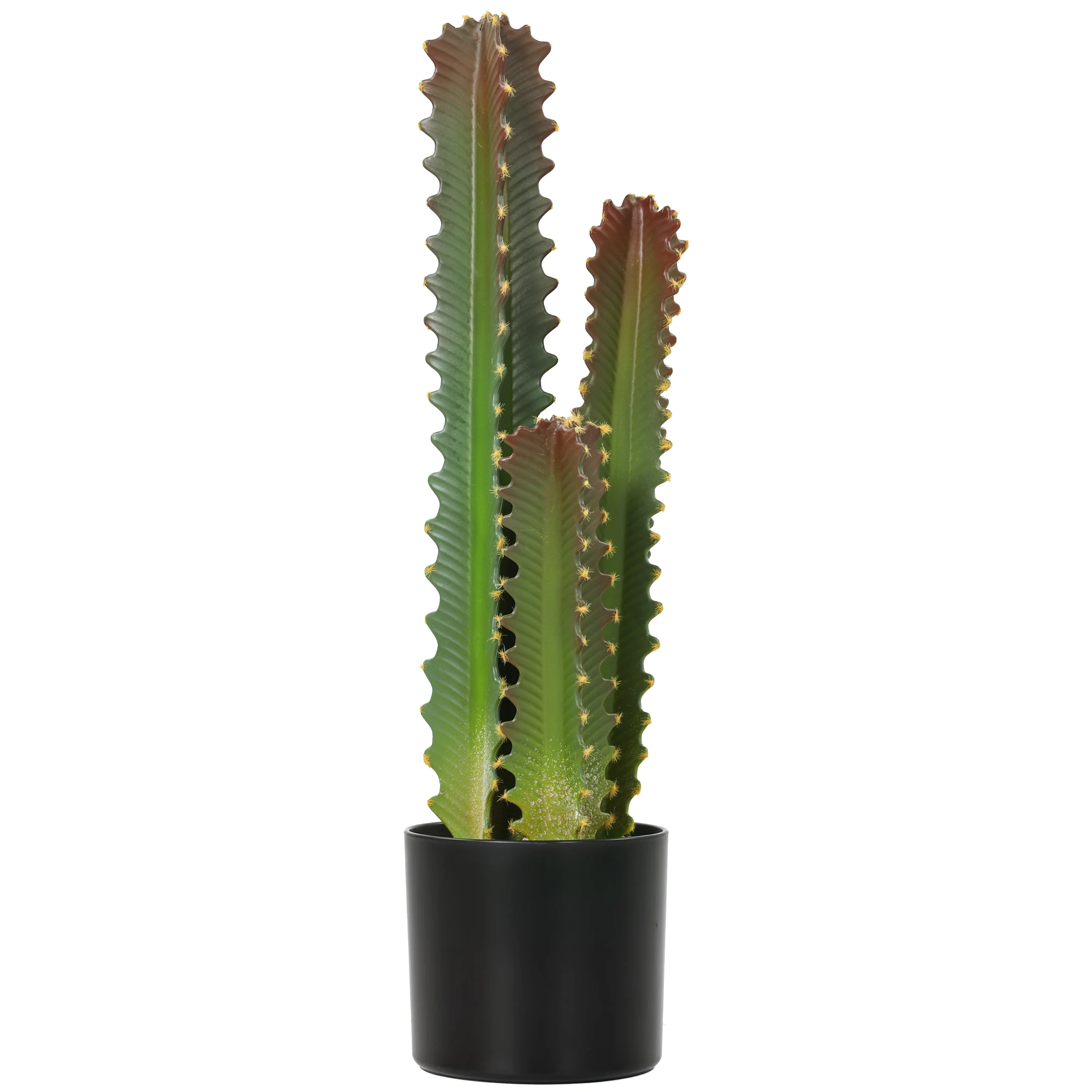 HOMCOM Cactus Artificial 66 cm, Planta Artificial Decorativa con Maceta y 3 Hojas, para Decoración del Interior, Hogar, Oficina, Salón, Verde