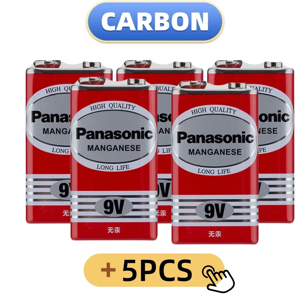 Panasonic Originele 9V 6F22ND Alkaline Carbon Vierkante Batterijen, Geschikt voor Multimeters en Diverse Alarmapparaten, Langdurige levensduur