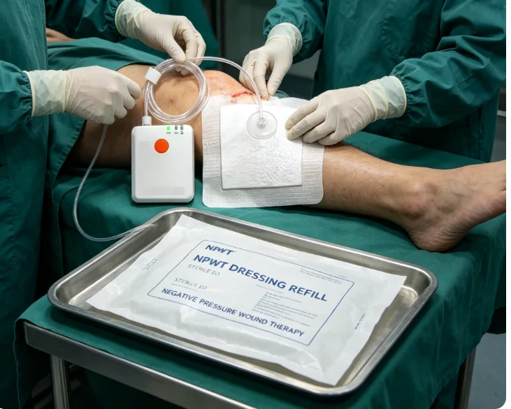 Disposable Sterile EO Negative Pressure Wound Therapy Dressing Pouch, NPWT Dressing Refills With 10 Language Label