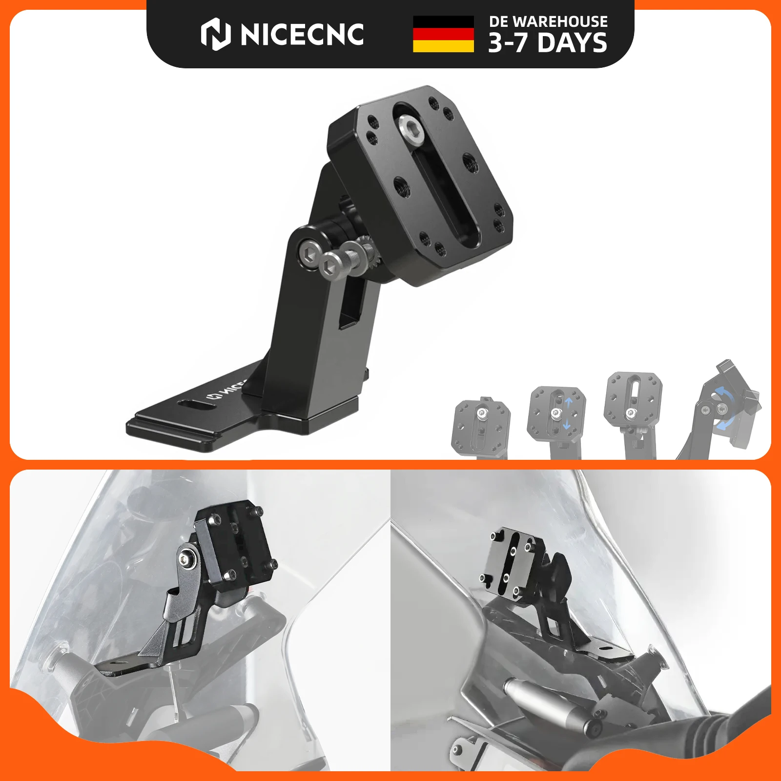 NICECNC Aluminium Verstellbare Motorrad-GPS-Navigationshalterung für KTM 790 890 Adventure/R/Rally 2023 2024 2025 2026 790 Adventure/R/Rally 790 ADV/R/Rally 890 ADV/R/Rally GPS-Gerät