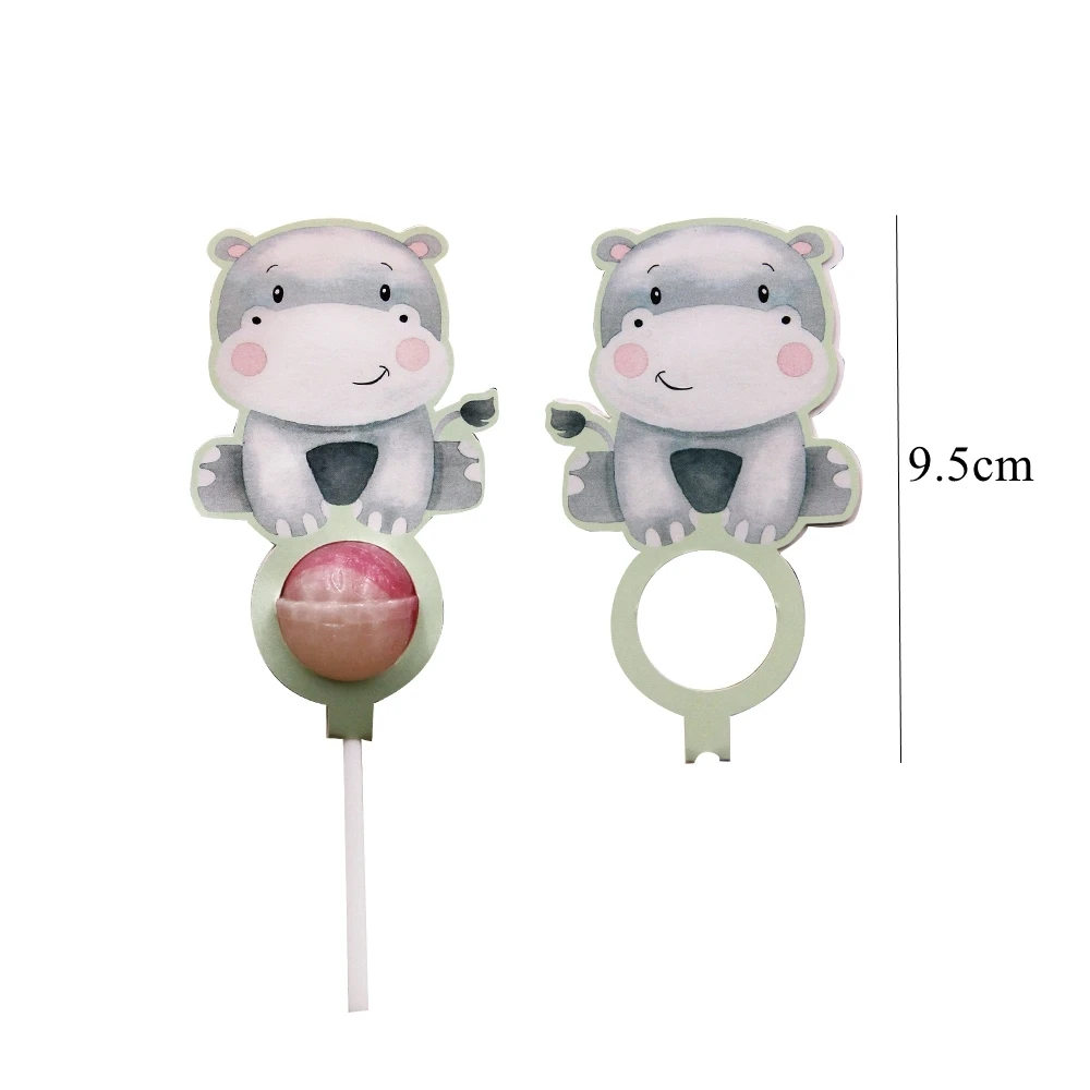 16PCS/Lot Cute Wild Animal Lollipop Cards Candy Holders For Kids Jungle Safari Birthday Party Candy Gift Accessories Supplies