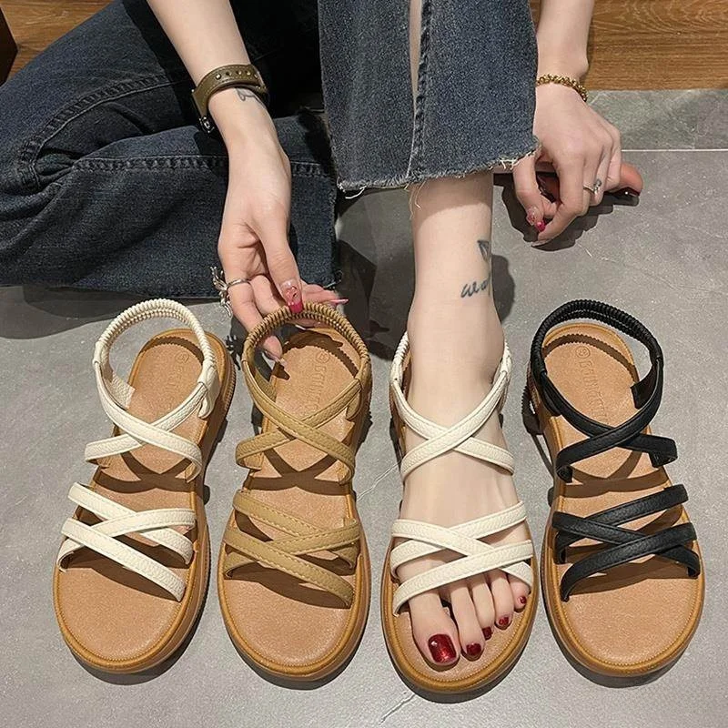 

Roman Sandals Women's Flat Bot 2024 New Materni Wide Foot Soft Bot Sports Casual Beach Sandals Comfortable Breathable