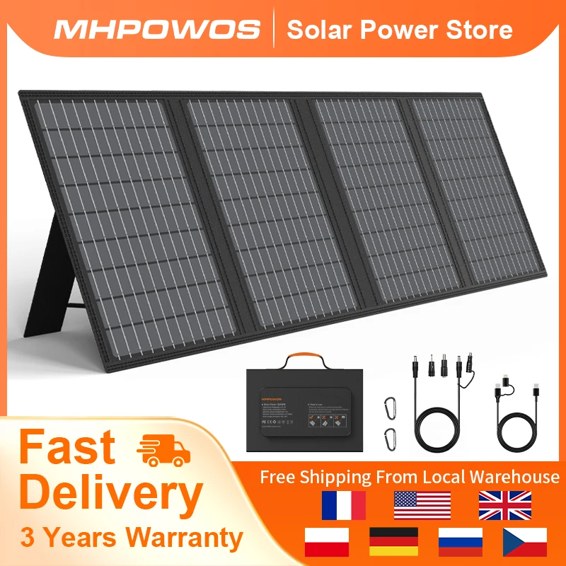 

MHPOWOS 60W 18V Foldable Solar Panel Portable Solar Charger For Power Supply Laptop Solar Generator Fishing Camping Phones