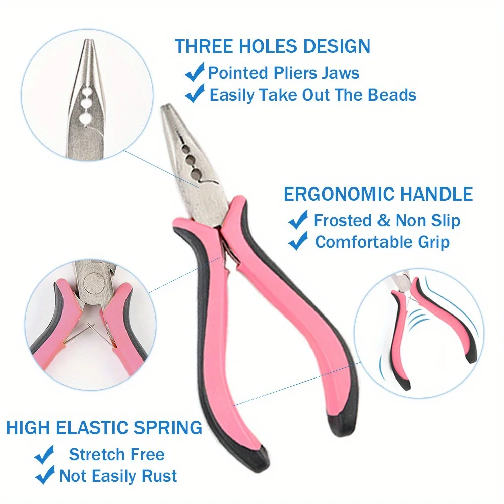 3 Holes Mini Plier For Micro Nano Ring/Links Feather Hair Extensions opener and Removal Tool Hair Pliers Extension Tongs Tools