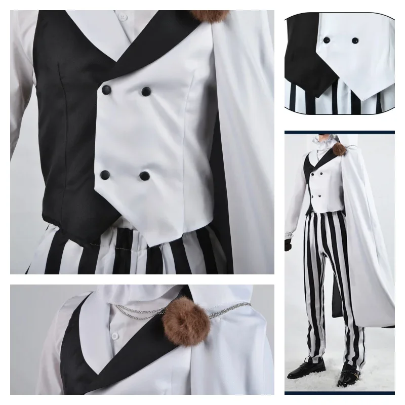 Bungo Stray Dogs Nikolai Cosplay Outfit Uniform Bungo Dogs Cosplay Costume Hat Sigma Costume Wig Cape White Halloween Costum