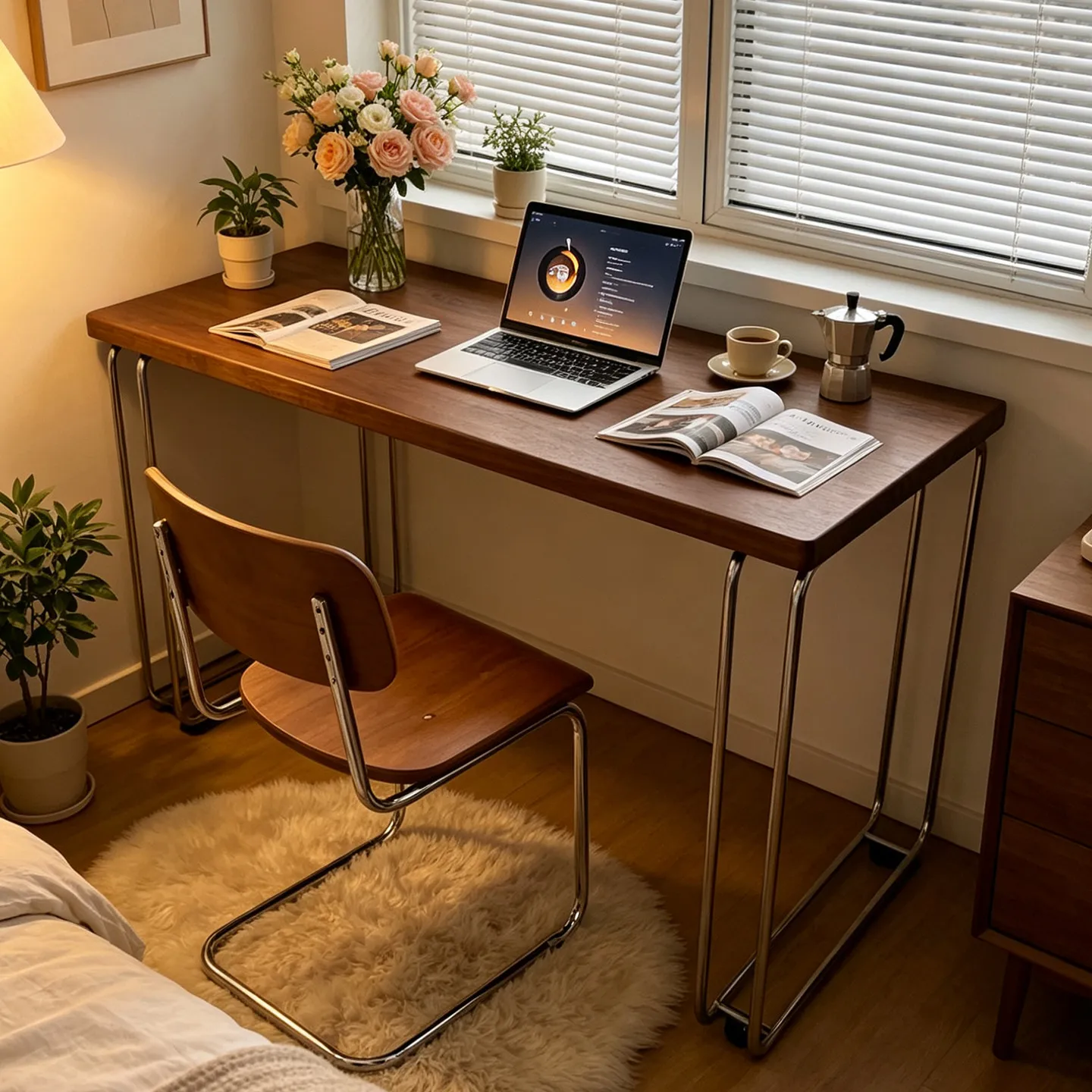 Mid-century style solid wood desk, large tabletop desk for home use, suitable for small apartments, workstation, computer desk,