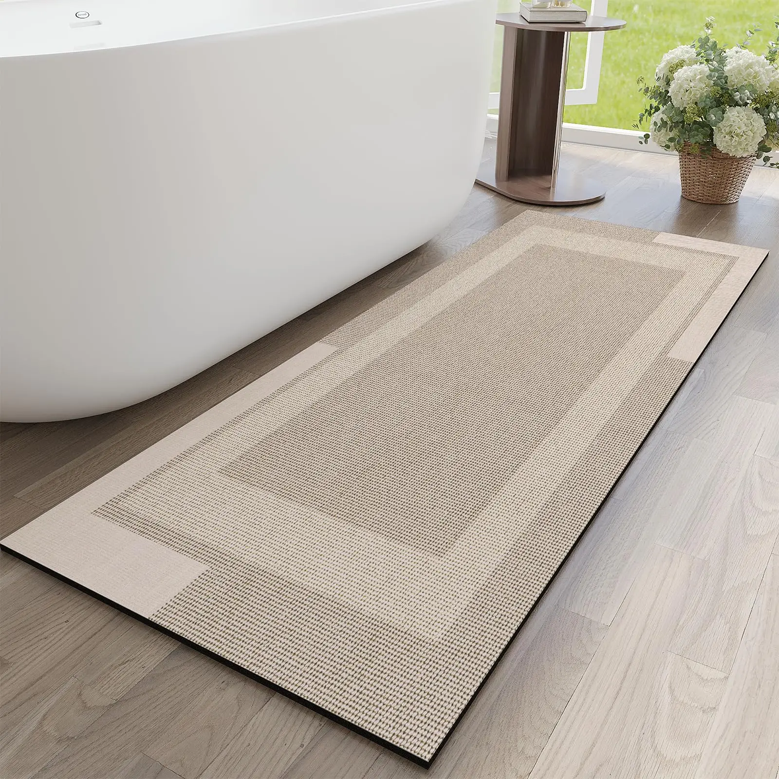 

VIKAMA Non Slip Bathroom Runner Rugs Quick Dry Super Absorbent Rubber Backing Rug Diatomaceous Earth Bath Mat Home Decoration