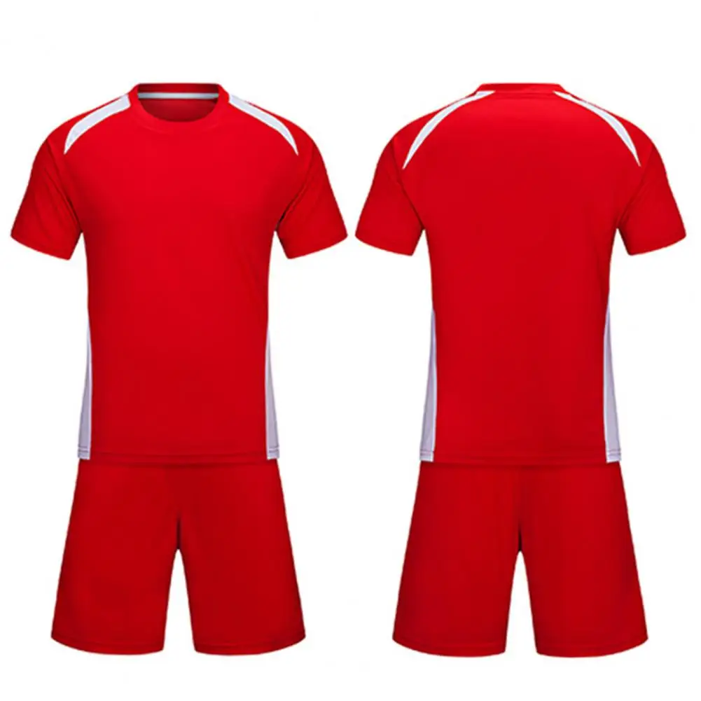 Soccer Set Men Sports T-shirt Shorts Contrast Color Sweat Wicking Sportswear Adult Soccer Jersey Sports Women Soccer Sets