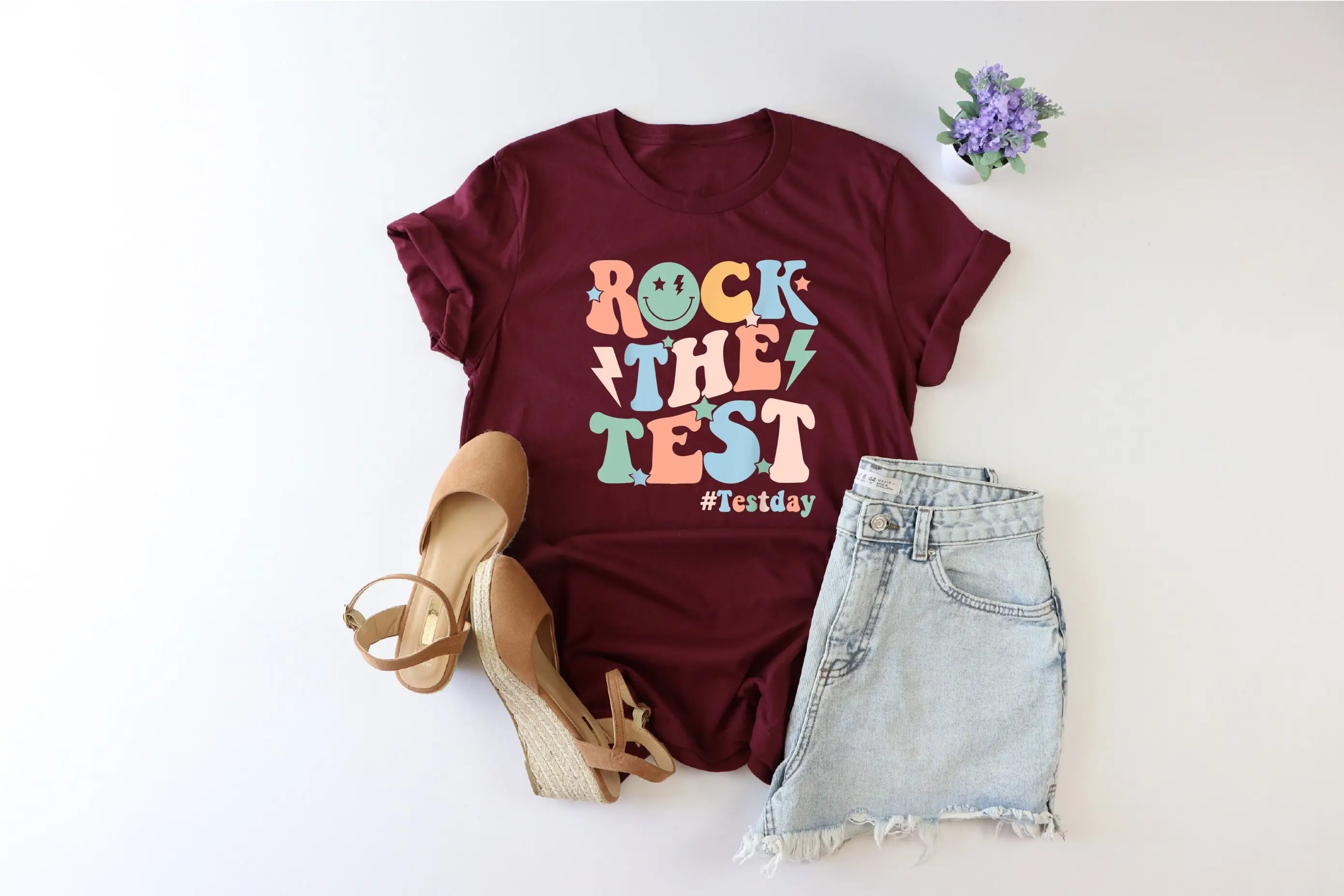 Rock The TesT T Shirt Testing Coordinator Motivational Teacher Sarcastic Day Staar Squad