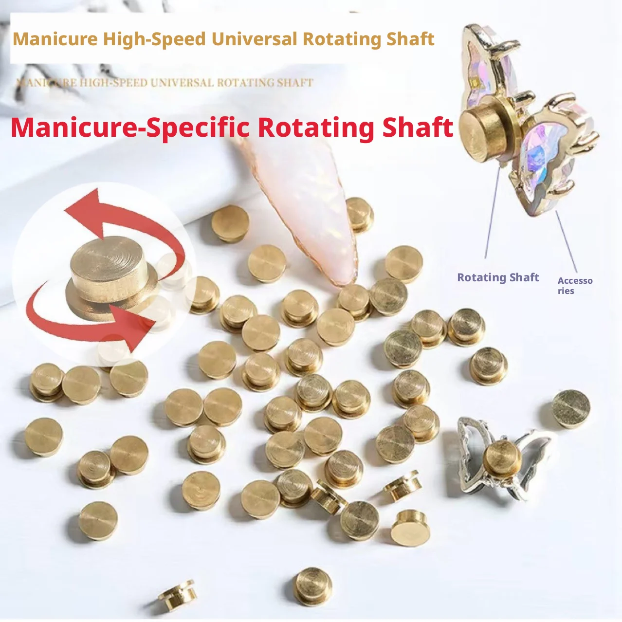 1Pc Nail Charm Swivel Connector Golden Nail Rotatable Hardware Spinning Nail Charm Manicure Universal 360°Rotating Spinner 3x5mm