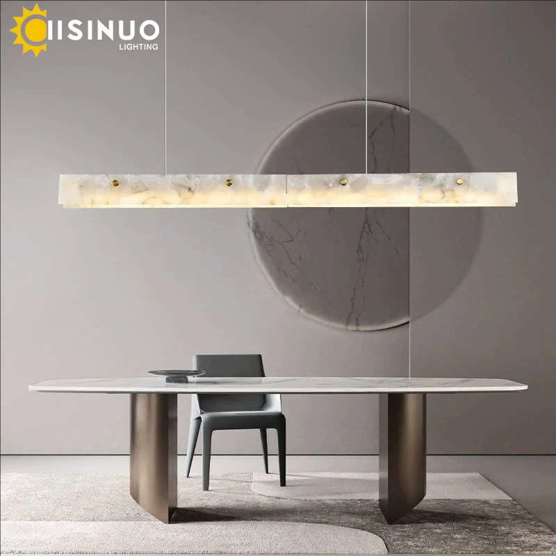 Luxo linear pingente de luz led minimalista lustre mármore natural pendurado luminárias teto para cozinha ilha sala jantar barra