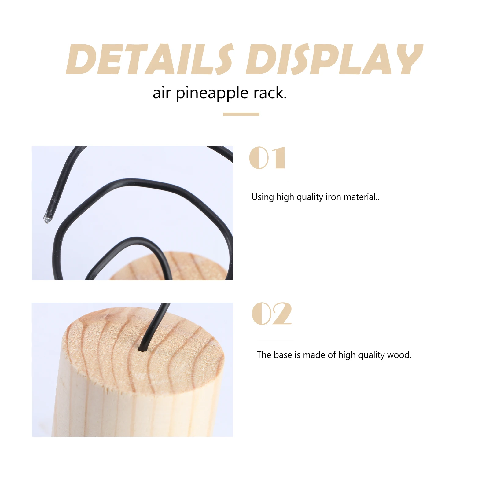Supporto per ananas ad aria Piccolo espositore per fiori in legno Tillandsia Fioriera Porta piante Riser Desktop