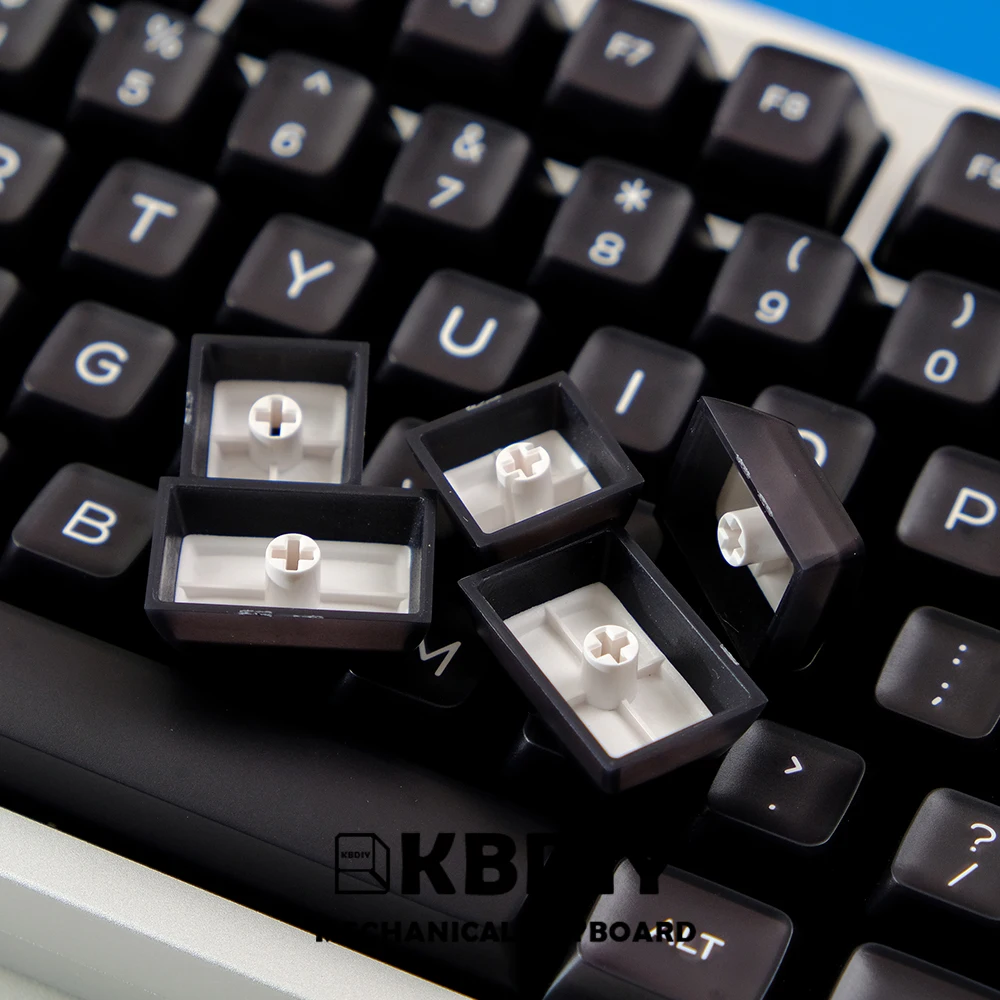 KBDiy 142 Keys/Set Keyboard Keycap SA Profile ABS Black Translucent Keycaps for Mechanical Gaming Custom for K500 GMK67 64 61 87