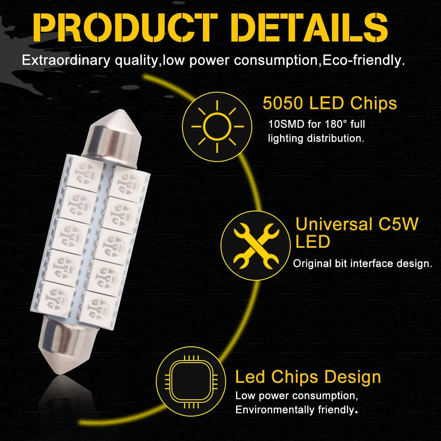 578 212-2 Led لمبة 44 مللي متر الأحمر اكليل لمبة 10-SMD 5050 LED الداخلية خريطة قبة أضواء 211-2 579 214-2 569 6411 Led لمبة 12 فولت DC-Pack