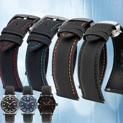 Fiber Nylon Leather Watchband For Tudor Mido Tag Heuer Citizen Seiko Huawei male Canvas Watch Strap Waterproof 20 21mm 22mm 23mm