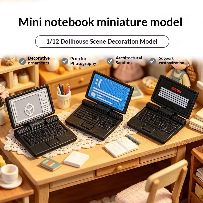 Creative Dollhouse Furniture Simulation Laptop Computer Miniature Dollhouse Decor Crafts Dollhouse Miniature Doll Accessories