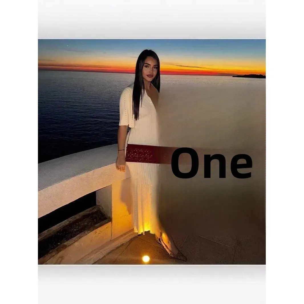 

Вязаная одежда с высокой талией ort Sve Dr. Женская модная трансграничная одежда. Длинное платье с разрезом на пуговицах.