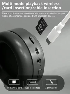 Over Ear HI FI Stereo Headset Headphone Bluetooth Nirkabel Earphone Gaming Olahraga dengan Mikrofon HD Mendukung pengurangan kebisingan TF / AUX 10 telepon kepala peredam bising penjualan terbaik - №