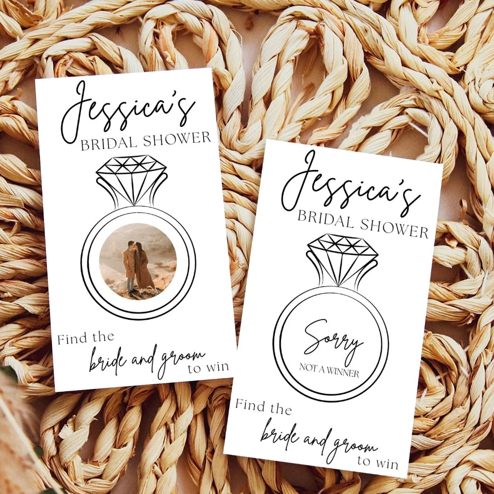 Custom Printed Ring Scratch Off Game Cards Bridal Shower Wedding Funny Tool Find The Bride And Groom Gold And Silver Sticker