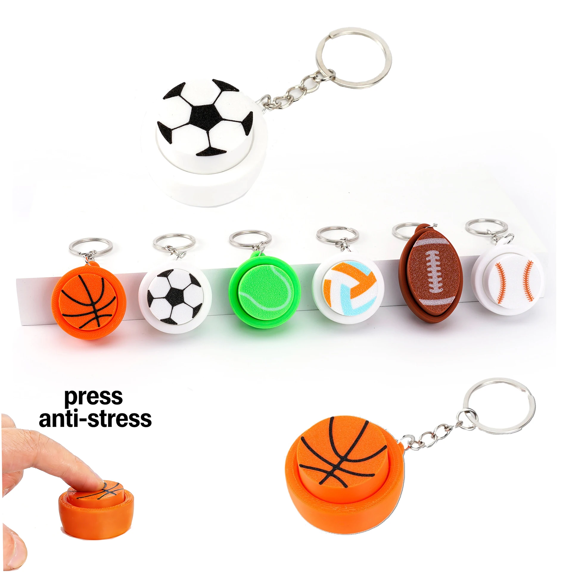 trendy football basketball baseball keychain anti stress relief car keyring fashion sport ball decompress key ring bag charm