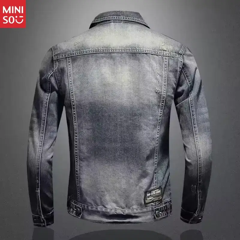 سترة Marvel Venom Denim للرجال ذات طابع كلاسيكي أمريكي بقصة ضيقة وياقة واقفة وسحاب وسترة لركوب الدراجات النارية #2