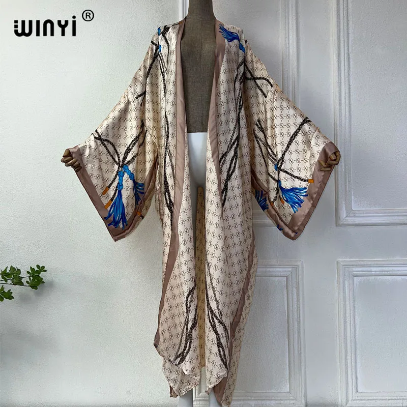 Summer WINYI Africa kimono fashion dress beach wear cover-up elegant Cardigan beach outfits for women Hot stamping print coat