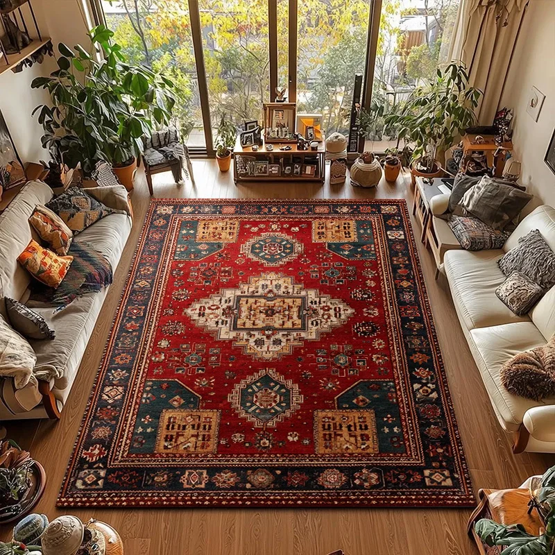 

RAKKS Crystal Velvet Bohemian Retro Home Living Room Large Carpet Dining Room Study Bedside Bathroom Carpet Easy To Take Care Of