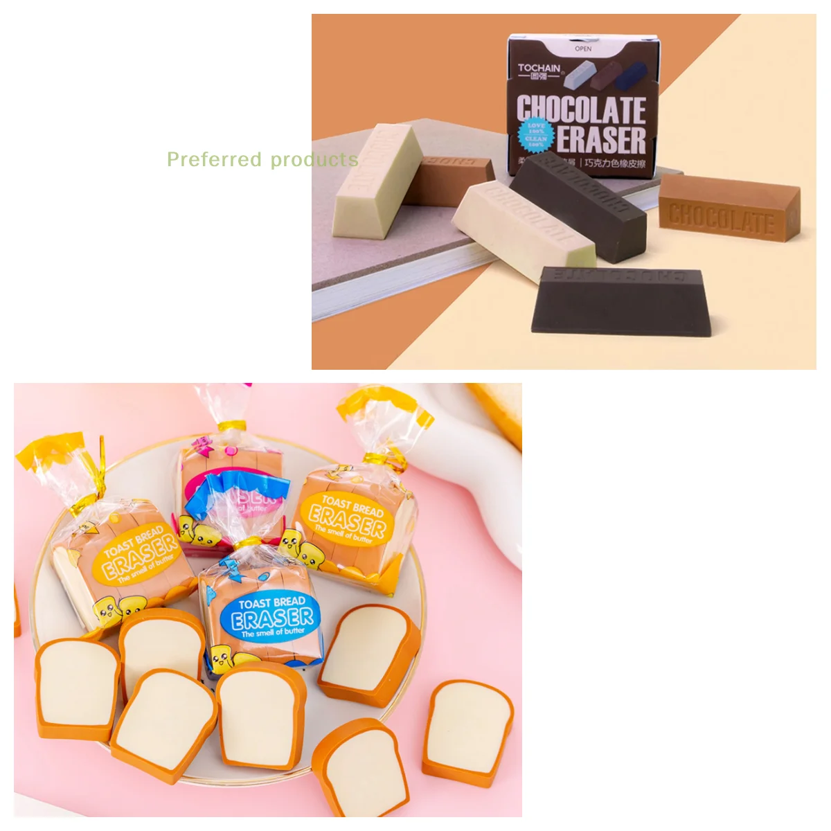 3/4 stücke Schokolade Große Radiergummi Student Malerei Schreiben Bleistift Radiergummi Design Toast Brot Radiergummi Schreibwaren Schule Bürobedarf