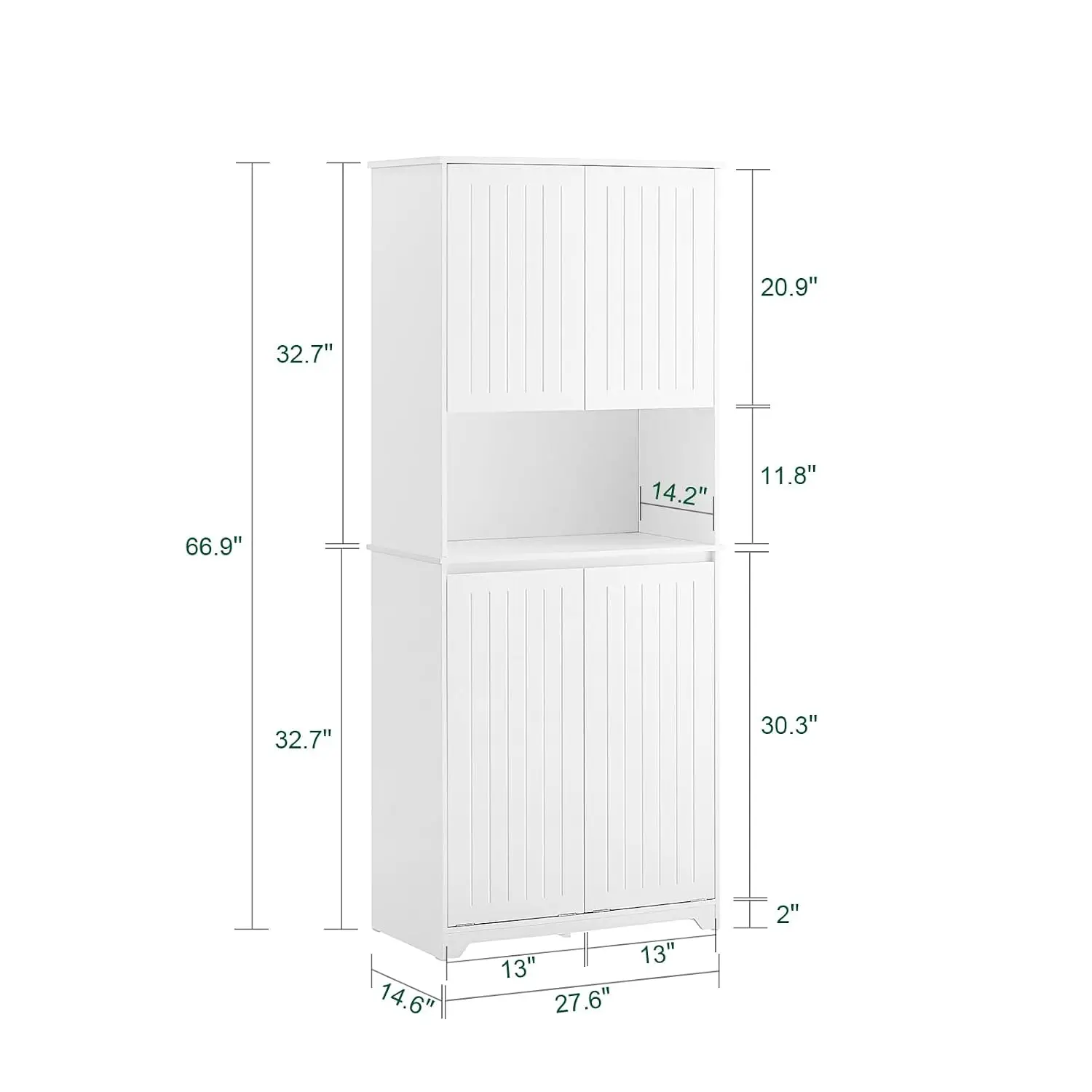 Double Tilt Out Laundry Hamper Cabinet With Adjustable Shelves & Hidden Baskets, 27.6 x 14.6 x 36.9 in, White, Customized