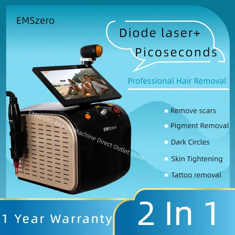 2 In 1 diode laser hair removal And Pico 755+808+1064 suitable for all skin and hair types machine High Power